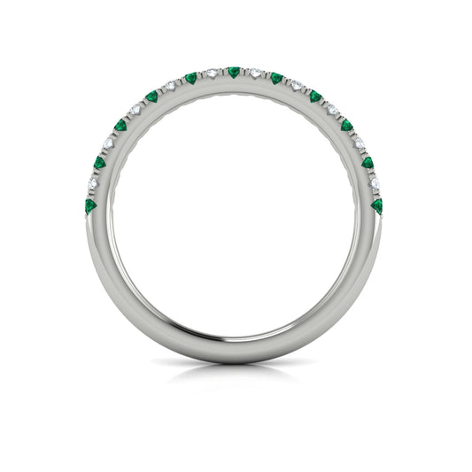 Slim Emerald and Diamond Stackable Band