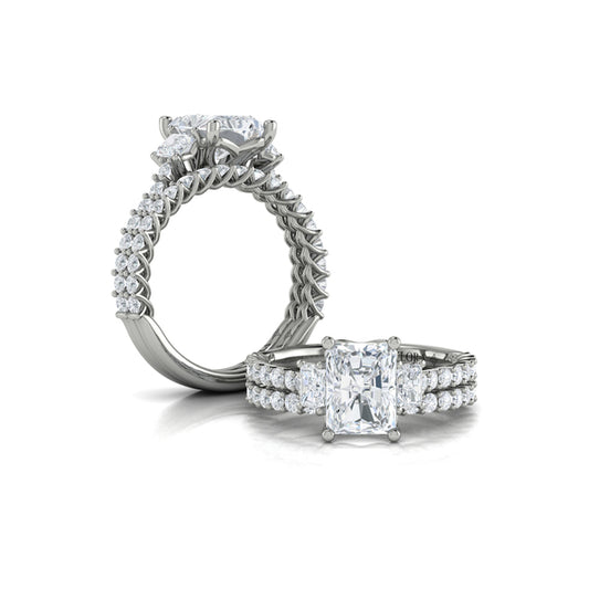 Matching Band for Interwoven Emerald Cut Three Stone Engagement Ring