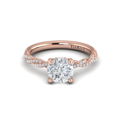 Round Classic Engagement Ring in 14K Rose Gold by Vlora Bridal