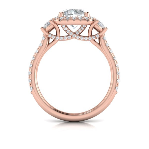 Trio Round Halo Engagement Ring
