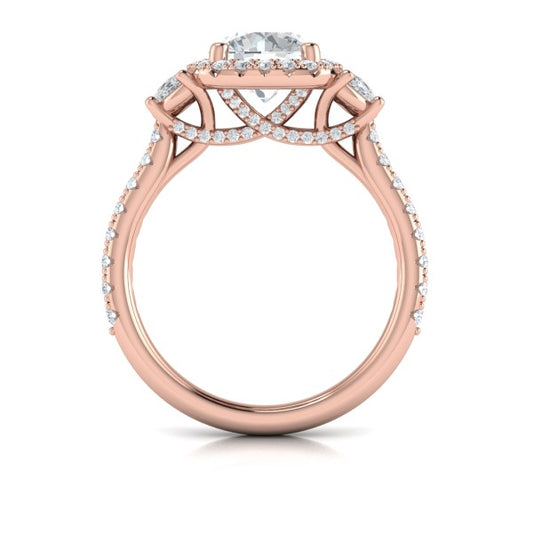 Trio Round Halo Engagement Ring