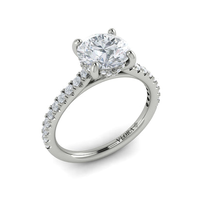 Classic Cathedral Engagement Ring with a Hidden Halo