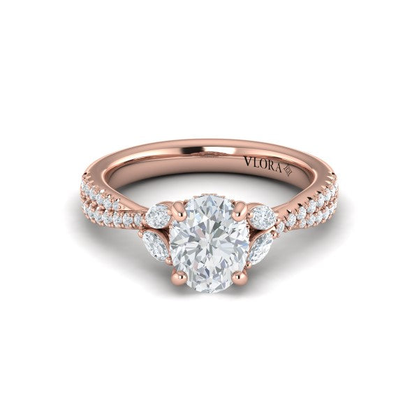 Oval Classic Engagement Ring in 14K Rose Gold by Vlora Bridal