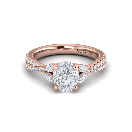 Oval Classic Engagement Ring in 14K Rose Gold by Vlora Bridal