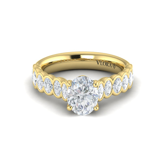 Oval Accent Oval Diamond Engagement Ring