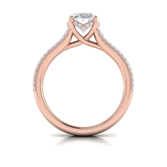 Bold Cathedral Oval Diamond Engagement Ring
