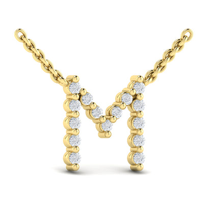 Diamond Alphabet Pendant Necklace, M