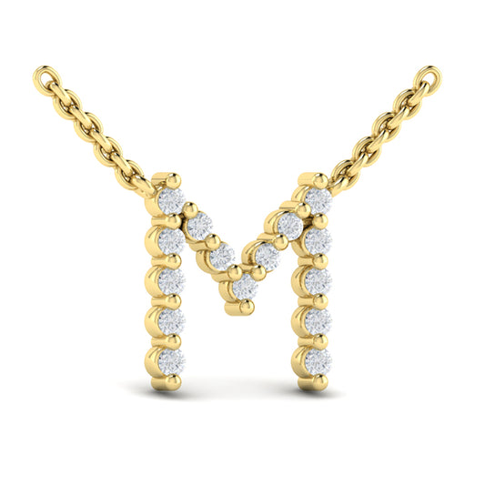 Diamond Alphabet Pendant Necklace, M