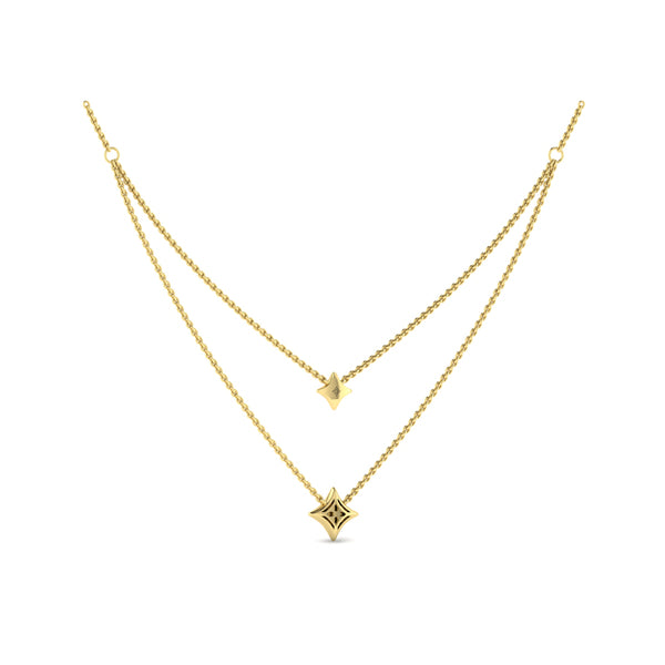 Two Row Diamond Vlora Star Pendant Necklace