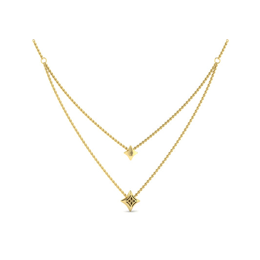 Two Row Diamond Vlora Star Pendant Necklace