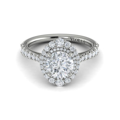 Cathedral Arch Double Halo Round Engagement Ring