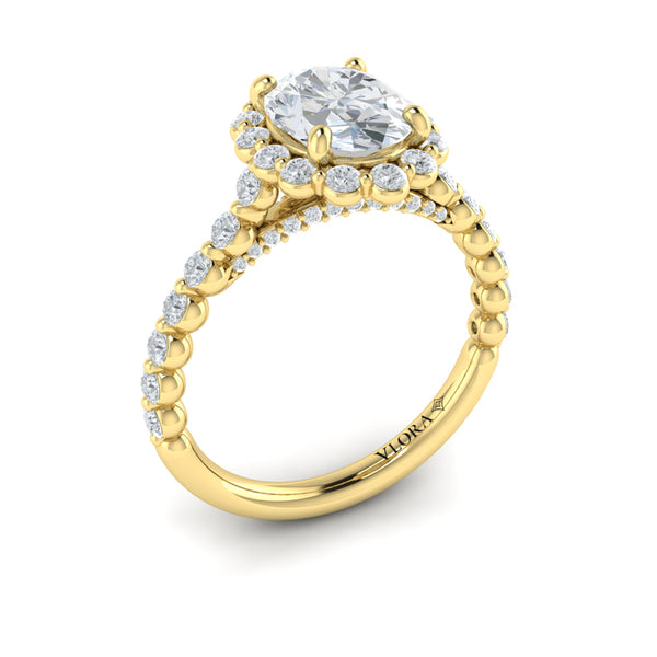 Floating Halo Oval Engagement Ring