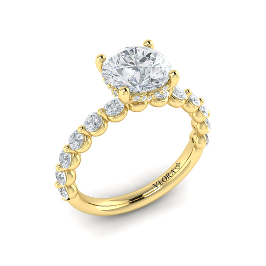 Classic Round Engagement Ring with Floating Diamond Band