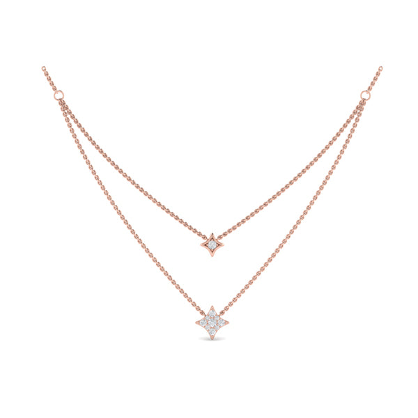Two Row Diamond Vlora Star Pendant Necklace