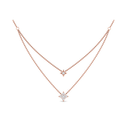Two Row Diamond Vlora Star Pendant Necklace