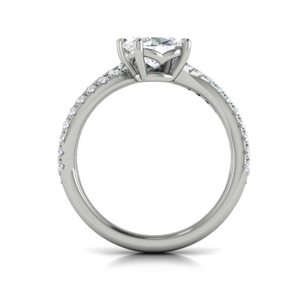 Spiral Oval Two Stone Engagement Ring