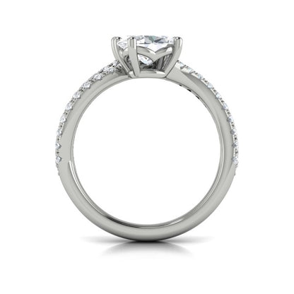 Spiral Oval Two Stone Engagement Ring