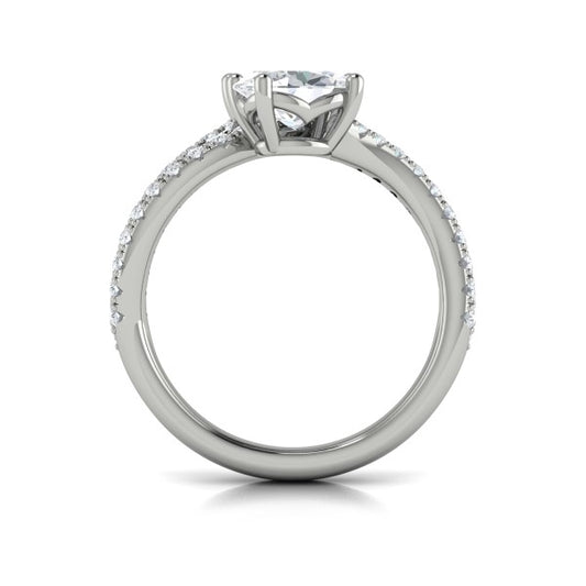 Spiral Oval Two Stone Engagement Ring