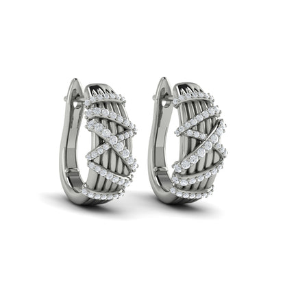 Diamond Ribbon Hoop Earrings