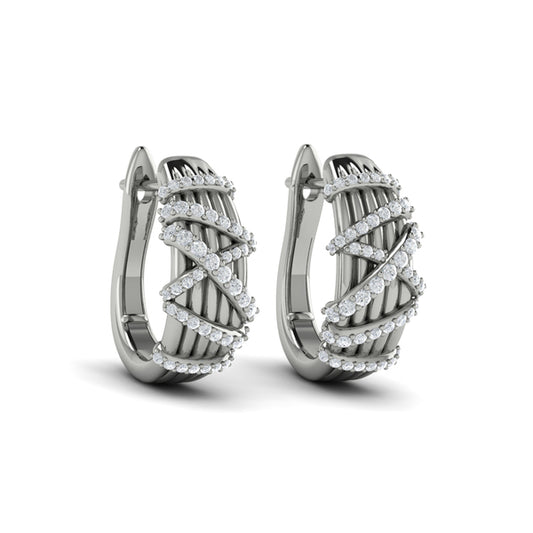 Diamond Ribbon Hoop Earrings