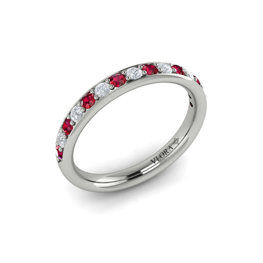 Delicate Ruby and Diamond Stackable Band