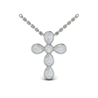 Pear Shape Bezel Set Diamond Cross Pendant