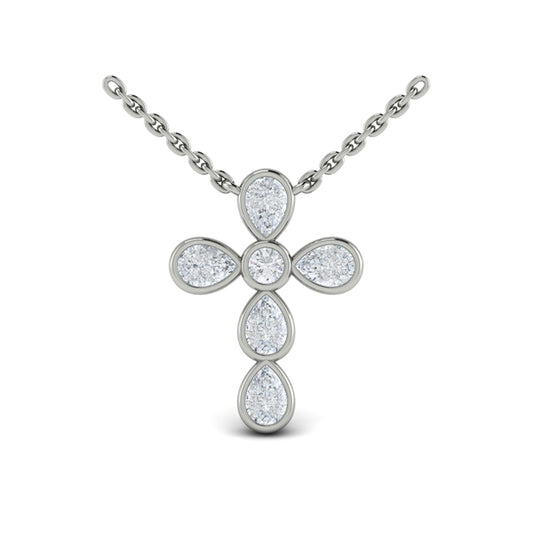 Pear Shape Bezel Set Diamond Cross Pendant
