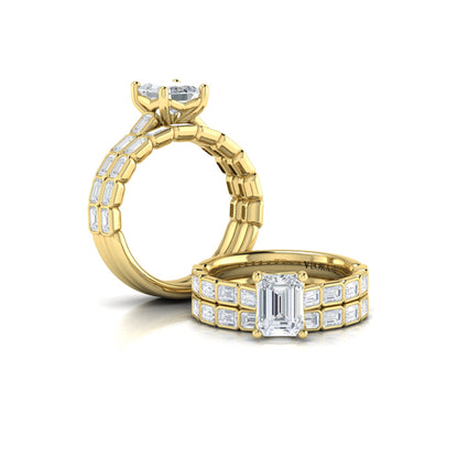 Bezeled Emerald Cut Engagement Ring