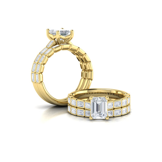 Bezeled Emerald Cut Engagement Ring