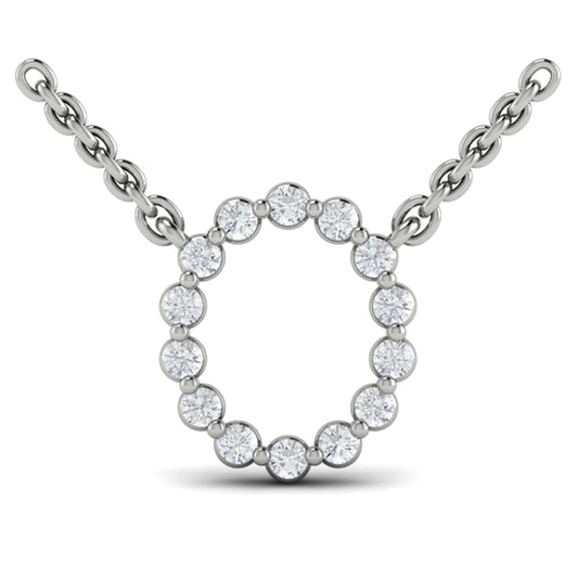 Diamond Alphabet Pendant Necklace, O