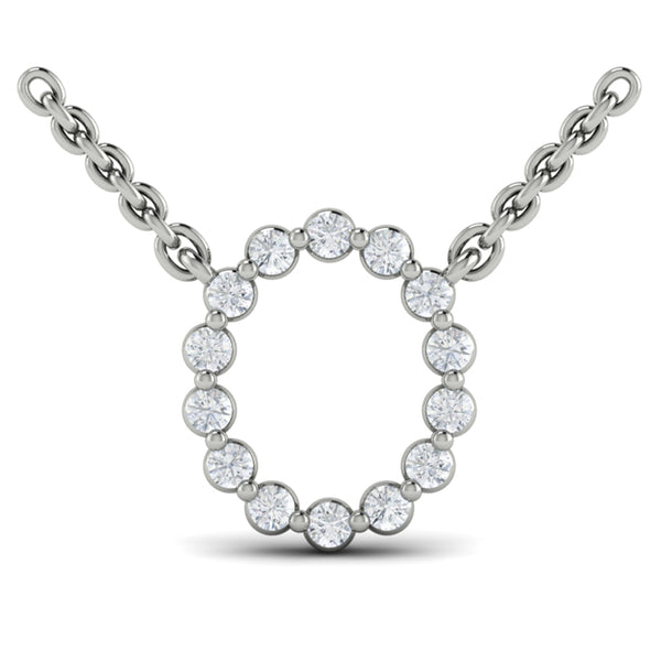Diamond Alphabet Pendant Necklace, O