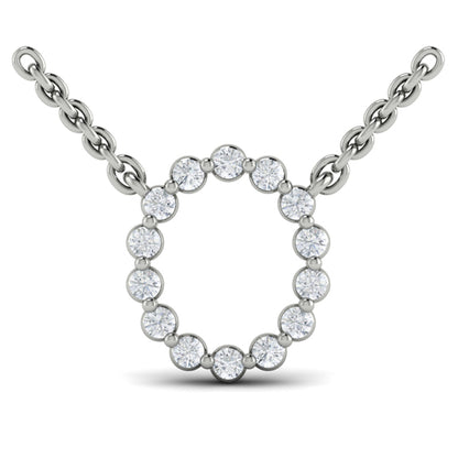 Diamond Alphabet Pendant Necklace, O