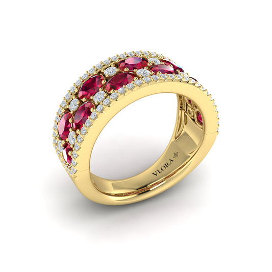 Multi Diamond and Ruby Statement Ring