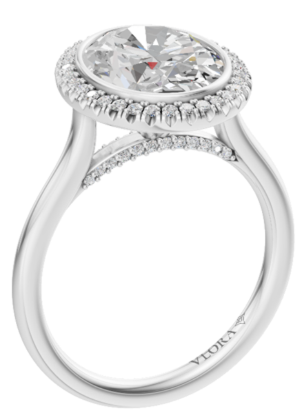 Regal Halo Oval Bezel Engagement Ring