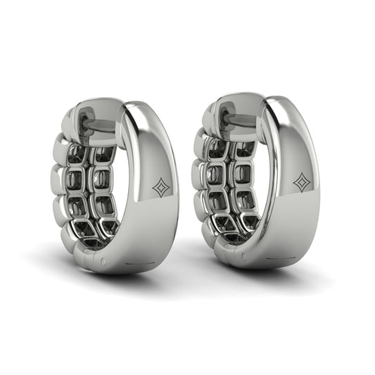 Tiled Diamond Huggie Earrings