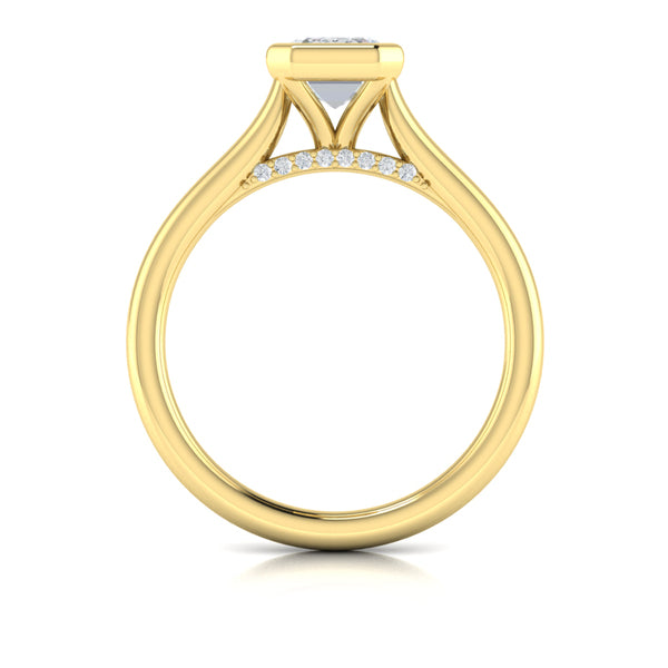 Singular Emerald Cut Bezel Engagement Ring