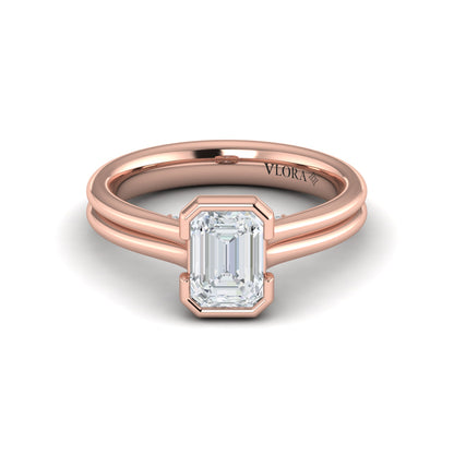 Veiled Emerald Cut Diamond Engagement Ring