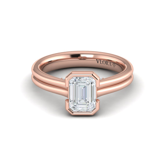 Veiled Emerald Cut Diamond Engagement Ring