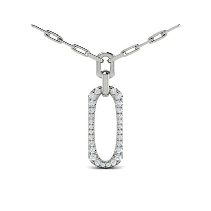 Diamond North South Open Oval Link Necklace