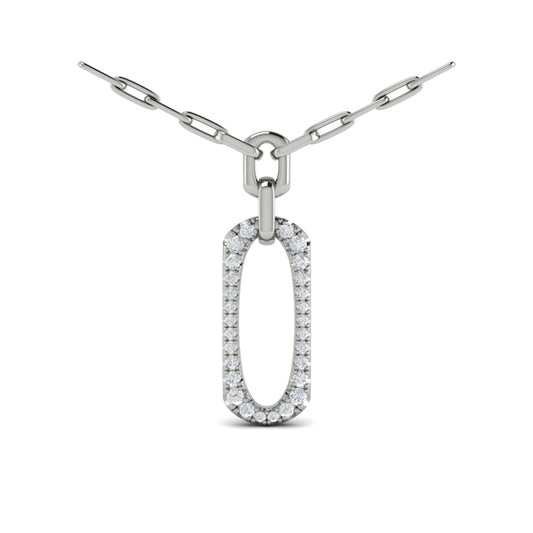 Diamond North South Open Oval Link Necklace
