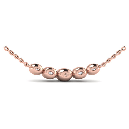 Bezel Set Diamond Curve Pendant Necklace