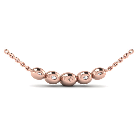 Bezel Set Diamond Curve Pendant Necklace
