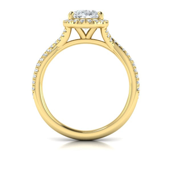 Entwined Oval Halo Engagement Ring