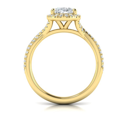Entwined Oval Halo Engagement Ring