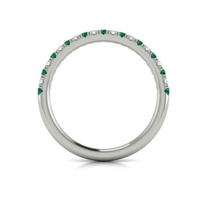 Slim Emerald and Diamond Stackable Band