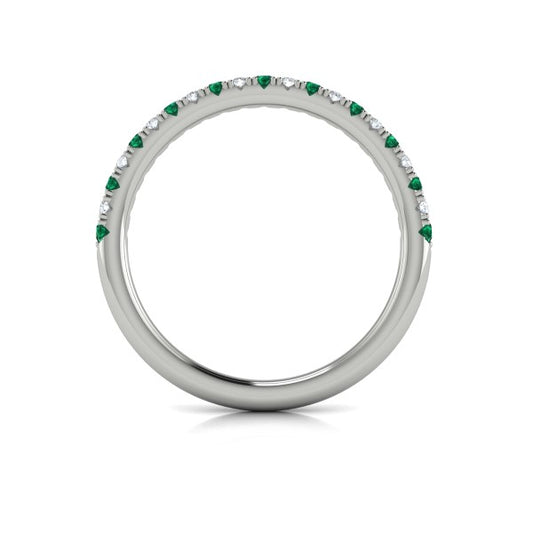 Slim Emerald and Diamond Stackable Band