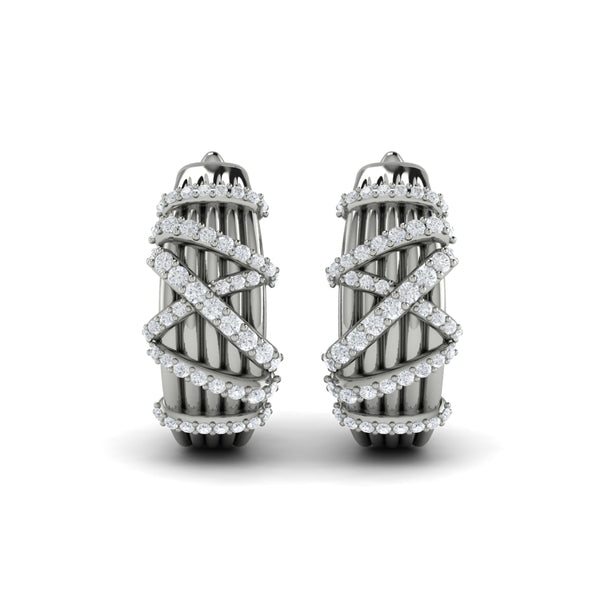 Diamond Ribbon Hoop Earrings