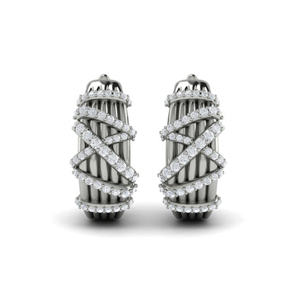 Diamond Ribbon Hoop Earrings