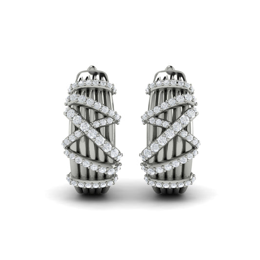 Diamond Ribbon Hoop Earrings