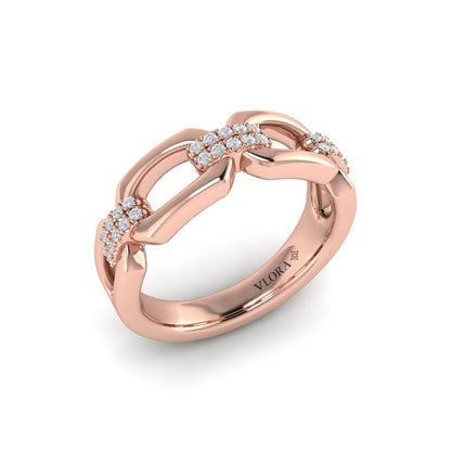 Diamond Accent East West Open Oval Link Ring